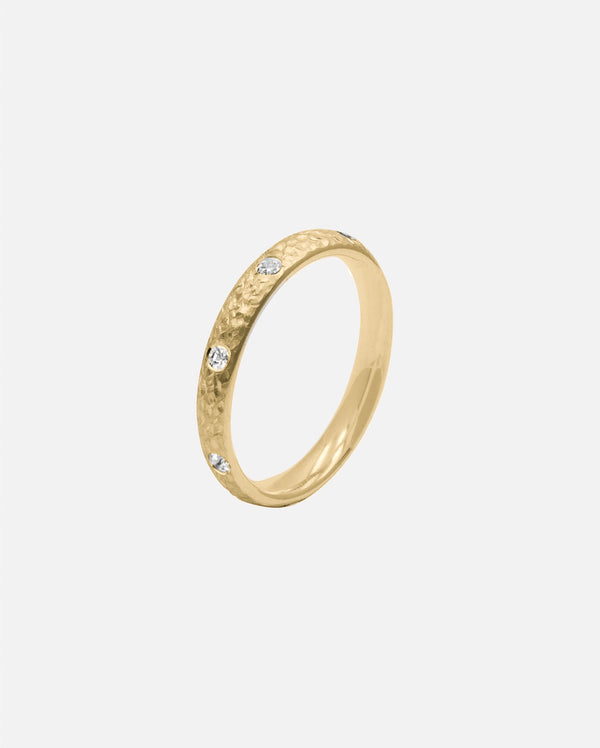 Liliflo - Bague et alliance - femme Dune martelée en or rose recyclé 18 carats et 8 diamants