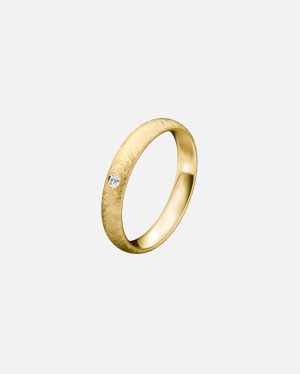 Liliflo - Alliance femme 3 diamants or jaune horizon 3,5 mm - effet givrée ou Ice mat