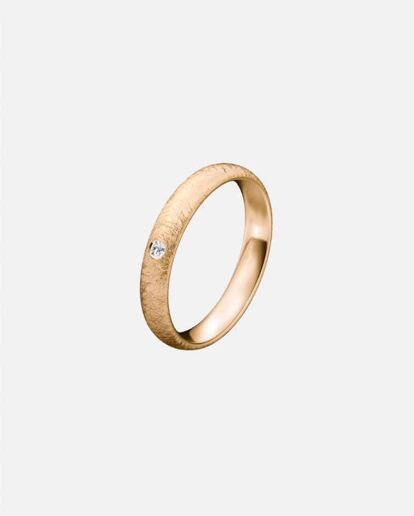 Liliflo - Alliance femme 3 diamants or rose horizon 4,5 mm - effet givrée ou Ice mat