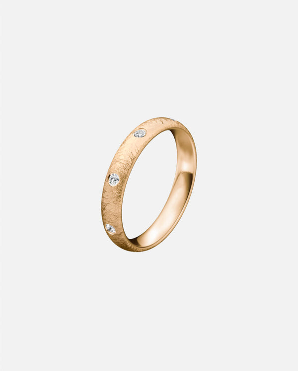 Liliflo - Alliance femme 8 diamants or rose horizon 4,5 mm - effet givrée ou Ice mat
