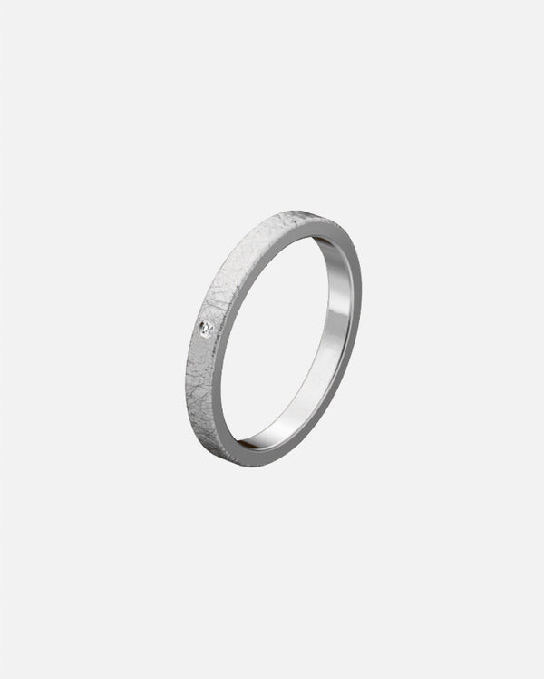 Liliflo - Alliance femme 3 diamants or gris rectangle 2,5 mm - effet givrée ou Ice mat