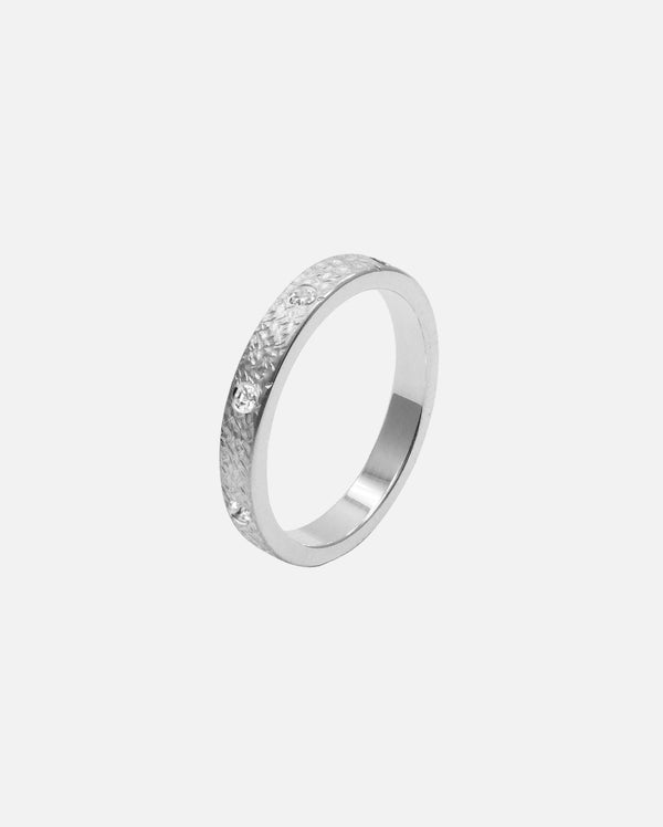 Liliflo - Bague et alliance - femme Zéphyr martelée 2,5 mm en or gris recyclé 18 carats et 8 diamants