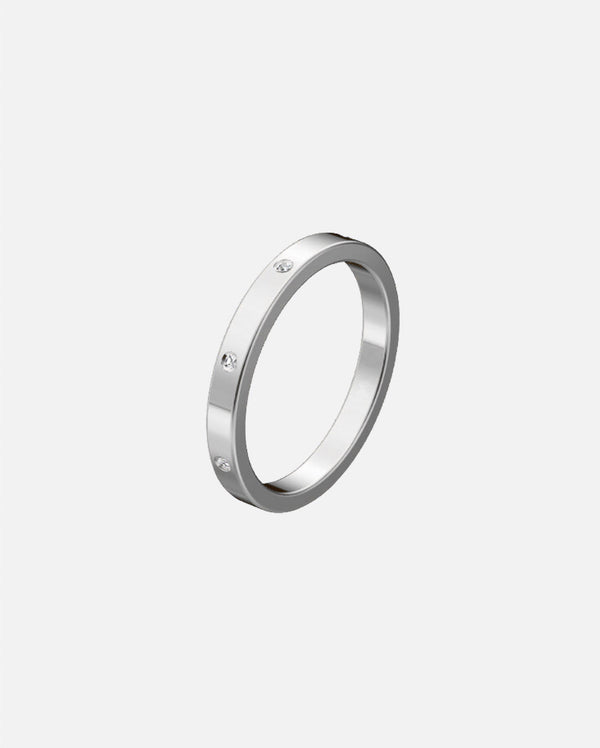 Alliance femme 8 diamants or gris Rectangle 2,5 mm