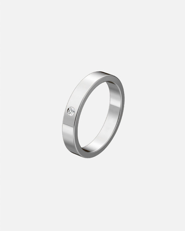 Alliance femme 3 diamants or gris Rectangle 3,5 mm
