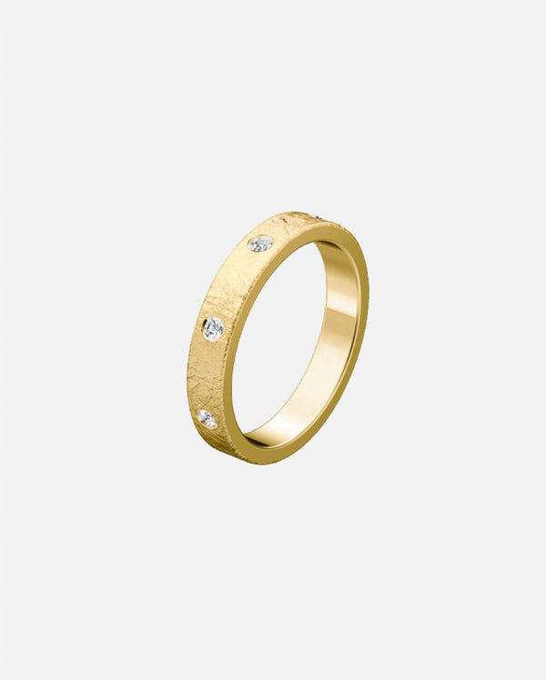 Liliflo - Bague et alliance - femme Zéphyr martelée 3,5 mm en or jaune recyclé 18 carats et 8 diamants