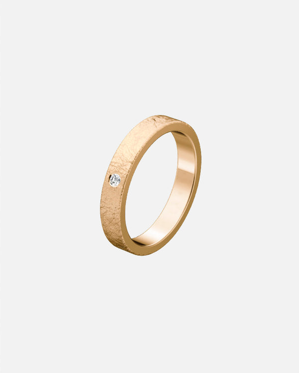 Liliflo - Alliance femme 3 diamants or rose rectangle 3,5 mm - effet givrée
