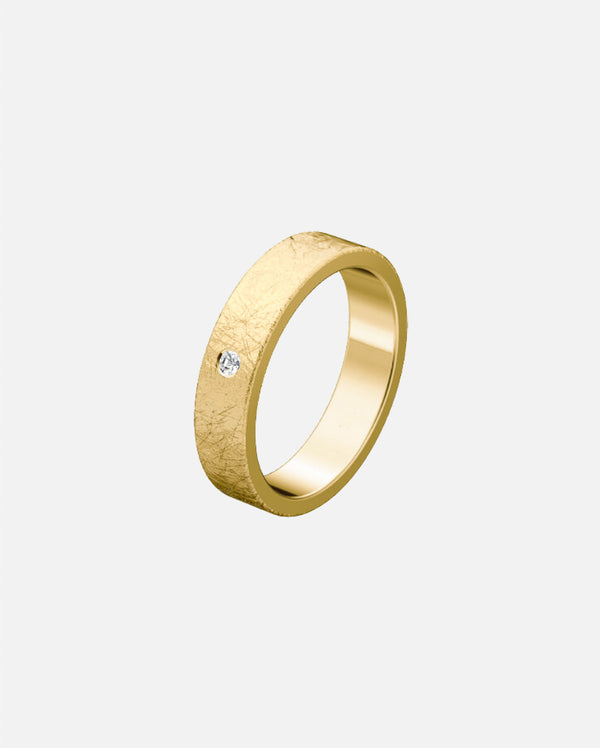 Liliflo - Alliance femme 3 diamants or jaune rectangle 4,5 mm - effet givrée