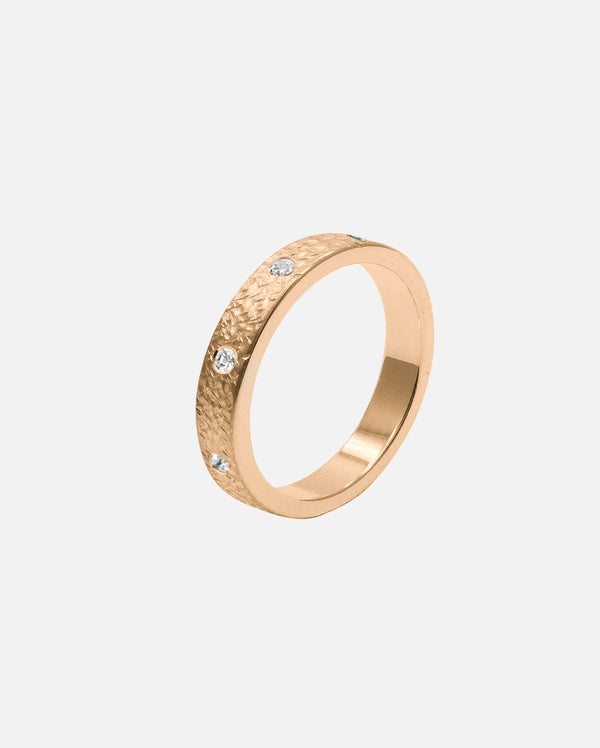 Liliflo - Bague et alliance - femme Zéphyr martelée 4,5 mm en or rose recyclé 18 carats et 8 diamants