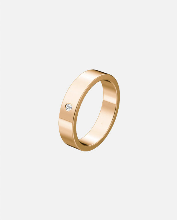 Alliance femme 3 diamants or rose Rectangle 4,5 mm