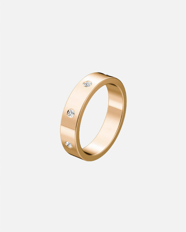 Alliance femme 8 diamants or rose Rectangle 4,5 mm