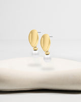 Liliflo_Swiss made Interchangeable Jewellery_Giorgia Ohrringe in der Farbe Goldfarbener Edelstahl mit einer Zierverschluss Zuchtperle