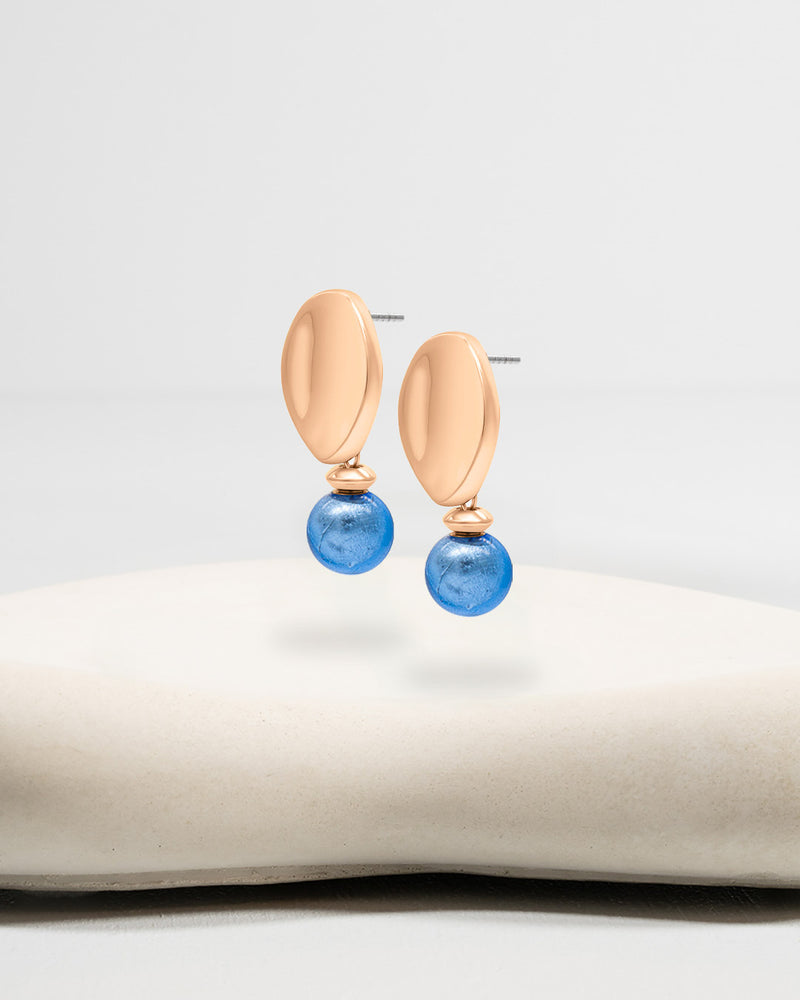 Liliflo_Swiss made Wechselschmuck_Giorgia-Ohrringe in der Farbe Roséfarbener Edelstahl mit einem Zierverschluss murano neptune