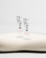 Liliflo_Bijoux interchangeable Swiss made_Boucles d'oreilles Iris en couleur acier avec un décor interchangeable perle d'eau douce rose