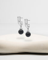 Liliflo_Swiss made Wechselschmuck_Stahlfarbene Iris-Ohrringe mit einem Zierverschluss Schmuckstein Lavastein