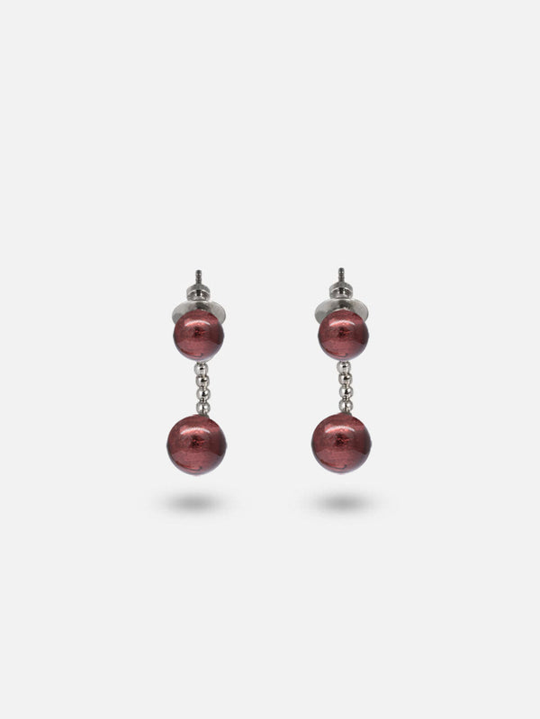 Liliflo_Bijoux modulables Swiss made - Boucles d'oreilles interchangeable murano Poupre - Clous et pendants