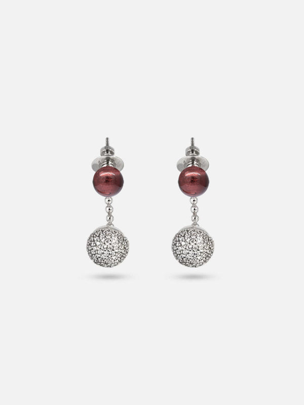 Liliflo_Bijoux modulables Swiss made - Boucles d'oreilles interchangeable murano Poupre - Clous et pendants zircons