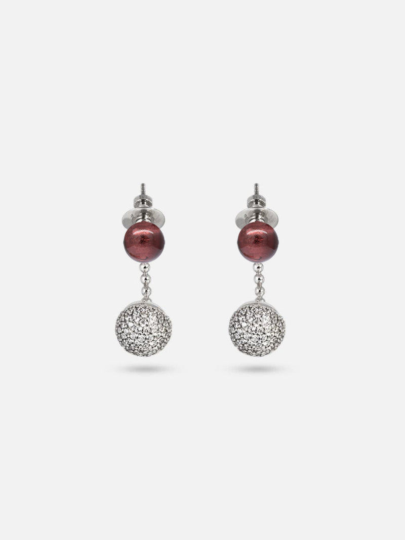 Liliflo_Bijoux modulables Swiss made - Boucles d'oreilles interchangeable murano Poupre - Clous et pendants zircons