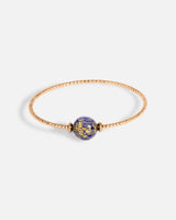 Liliflo_Schmuck swiss made_Milonga Armband in Einfache Windung_Farbe rosa mit einer Murano Aube in nachtblauer Farbe mit Blattgold