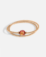Liliflo_Schmuckbausteine swiss made_Tangoarmband in Doppelturm_Farbe rosa mit einem Murano Dämmerung in rot mit Blattgold