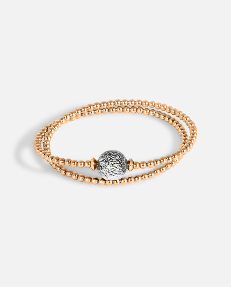Liliflo_Schmuck swiss made_Tango-Armband in Double-Turn_Farbe Rosa mit einem Murano Galaxie in der Farbe Grau Schwarz