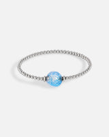 Liliflo_bijoux modulables swiss made_bracelet tango en simple tour_couleur naturel avec un Murano Zenith de couleur bleu aqua