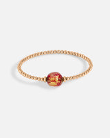 Liliflo_Schmuckbausteine swiss made_Tangoarmband in Einfache Windung_Farbe rosa mit einem Murano Dämmerung in roter Farbe mit Blattgold