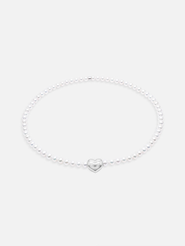 Liliflo - Bijoux interchangeables Swiss made - Collier femme en perle de Cumingii et Lien interchangeable Coeur en couleur acier