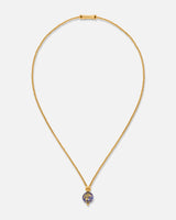 Liliflo_Schmuckbausteine swiss made_Halskette Milonga_Farbe Gelbgold mit einem Murano Aube in Nachtblau mit Blattgold