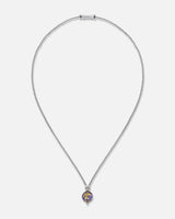 Liliflo_Schmuckbausteine swiss made_Halskette Milonga_Naturfarbe mit einem Murano Aube in Nachtblau mit Blattgold