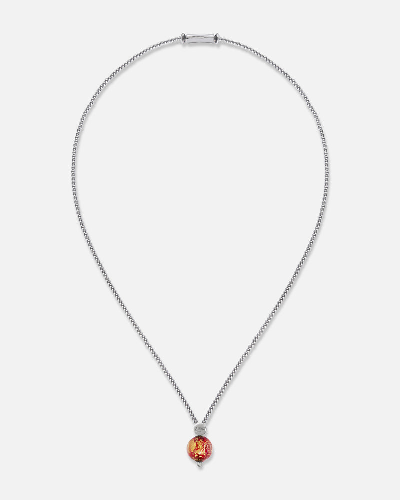 Liliflo_Schmuckbausteine swiss made_Halskette Milonga_Naturfarbe mit einer Murano Dämmerung in Rot mit Blattgold