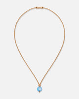 Liliflo_Schmuckbausteine swiss made_Halskette Milonga_Farbe rosa mit einem aquablauen Zenith Murano mit Blattsilber