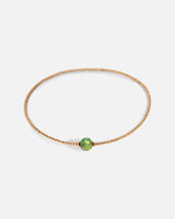 Liliflo_modularer Schmuck swiss made_Runde Halskette Tango_Farbe rosa mit einem grünen Murano Boreale mit Blattgold