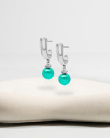 Liliflo_Bijoux interchangeable Swiss made_Boucles d'oreilles Iris en couleur acier avec un lien murano caraïbe