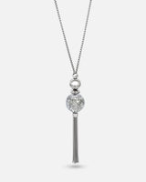Liliflo_modularer Schmuck swiss made_Halskette_verstellbar_natürliche Farbe mit einer Murano Galaxie in grauschwarzer Farbe mit Silberfolie