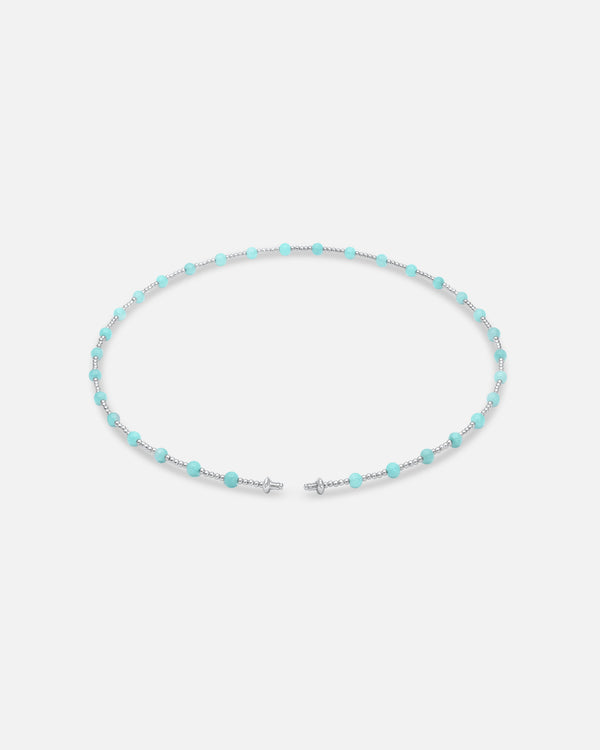 Liliflo - Bijoux modulable Swiss made - Collier femme couleur acier en pierre Amazonite