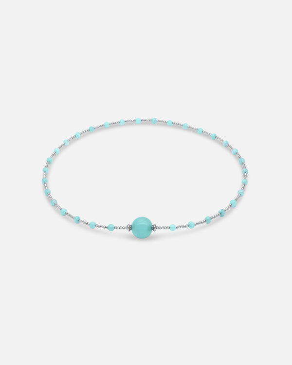 Liliflo - Bijoux modulable Swiss made - Collier femme couleur acier en pierre Amazonite - fermoir interchangeable Pierre Amazonite