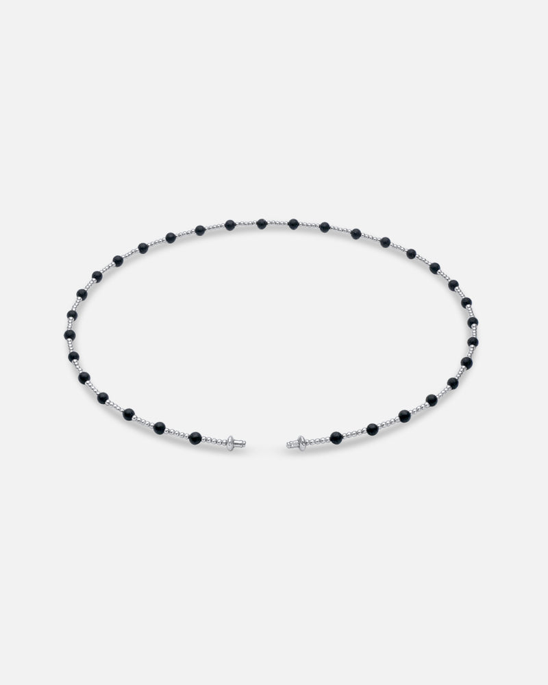 Liliflo - Bijoux modulable Swiss made - Collier femme couleur acier en pierre Onyx