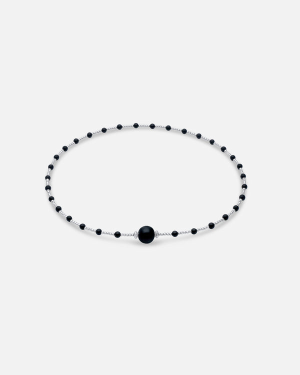 Liliflo - Bijoux modulable Swiss made - Collier femme couleur acier en pierre Onyx - fermoir interchangeable Pierre Onyx