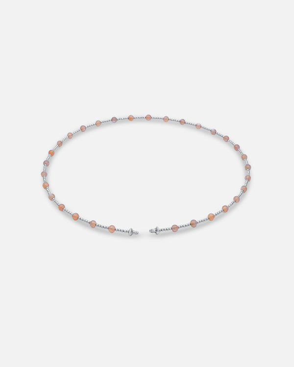 Liliflo - Bijoux modulable Swiss made - Collier femme couleur acier en pierre de Lune - fermoir interchangeable Pierre de Lune