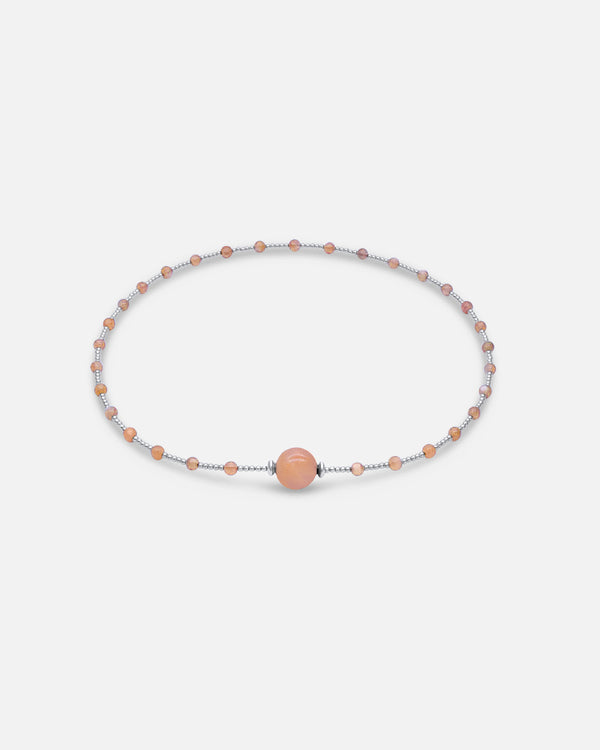 Liliflo - Bijoux modulable Swiss made - Collier femme couleur acier en pierre de Lune - fermoir interchangeable Pierre de Lune