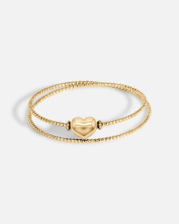 Liliflo - Bijoux modulables Swiss made - Bracelet femme double tour et Lien Coeur interchangeable Acier Doré
