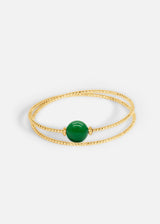 Liliflo_Bijoux modulables Swiss made_Bracelet interchangeable Milonga double tour_couleur acier doré avec une pierre semi-précieuse Jade de Malaisie