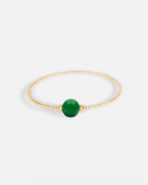 Liliflo_Bijoux modulables Swiss made_Bracelet interchangeable Milonga simple tour_couleur acier doré avec une pierre semi-précieuse Jade de Malaisie