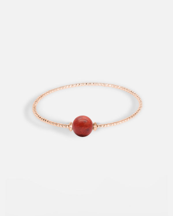 Liliflo_Bijoux modulables Swiss made_Bracelet interchangeable Milonga_couleur acier rosé avec une pierre semi-précieuse Corail