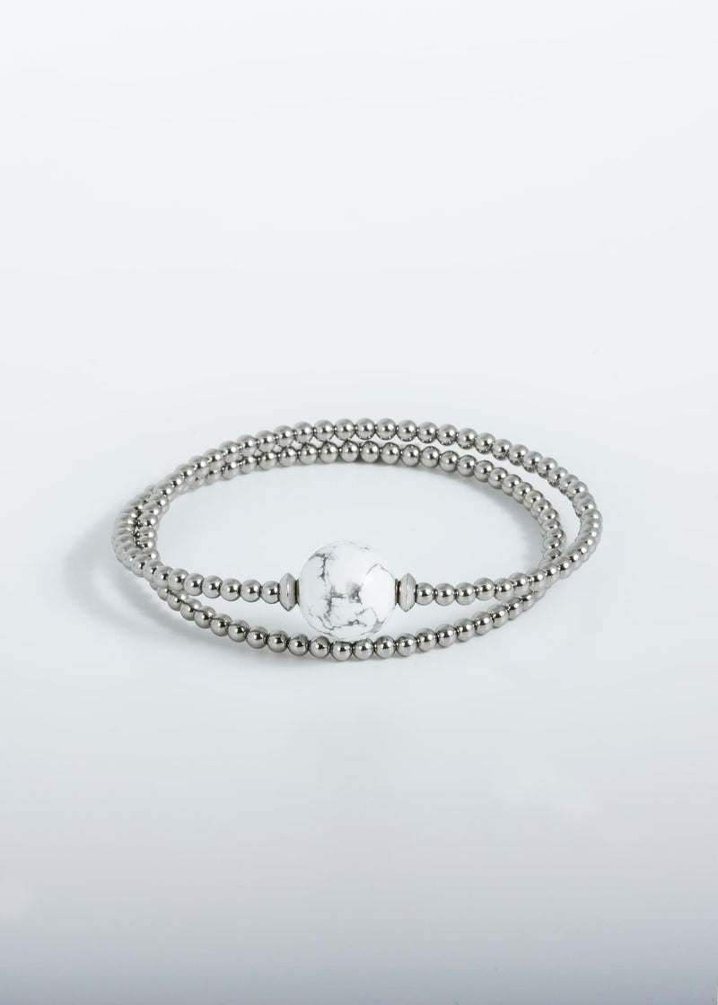 Liliflo, Schweizer Schmuckmarke : Armband Tango Double in Naturfarbe - Schmuckstein Howlith