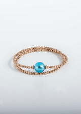 Liliflo, schweizerische Marke für austauschbaren Schmuck: Armband Tango double tour in der Farbe Roségold - Murano Aqua Glas