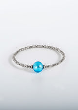 Liliflo, schweizerische austauschbare Schmuckmarke : Tango Armband Einfache Windung in Naturfarbe - Murano Glas Aqua