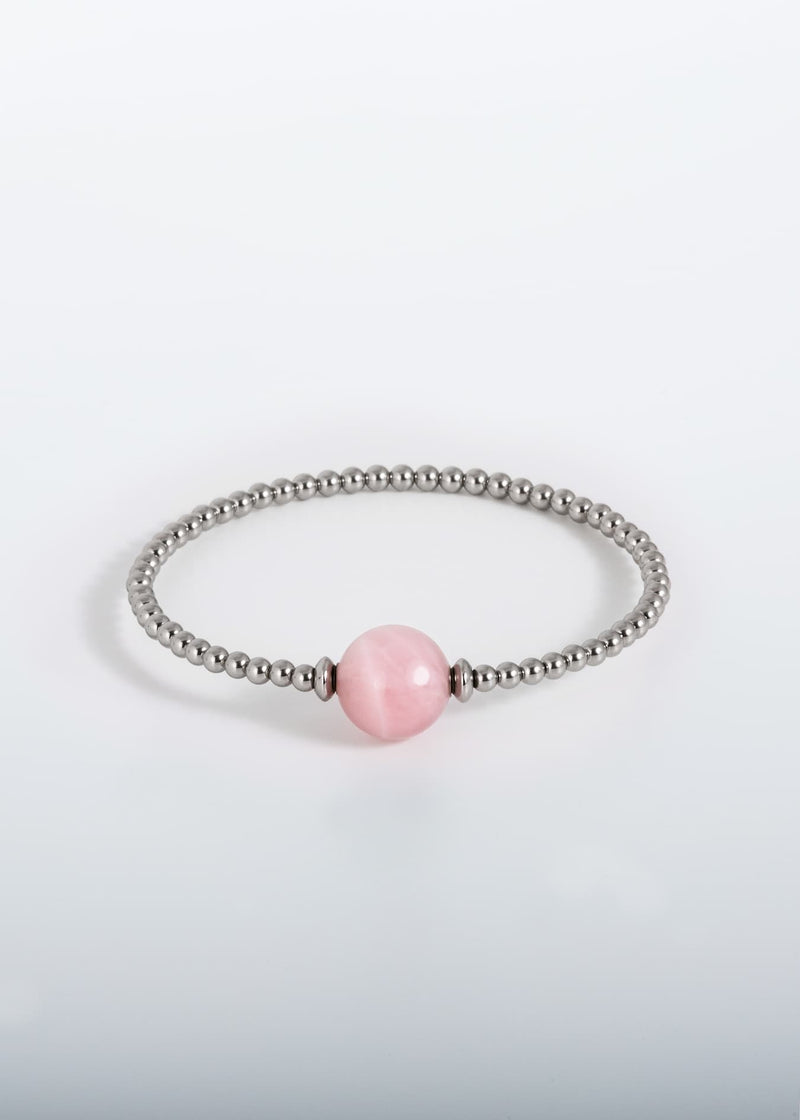 Liliflo, Marke für austauschbaren Schmuck Schweiz: Tango Armband Einfache Windung in Naturfarbe - Halbedelstein Rosenquarz
