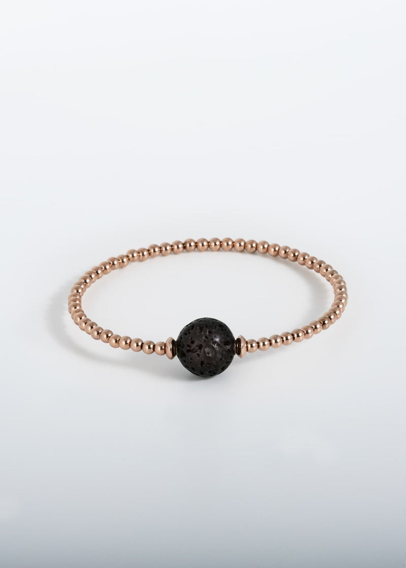 Liliflo, schweizer Schmuckmarke : Armband Tango Einfache Windung Roséfarbener Edelstahl  - Halbedelstein Lava