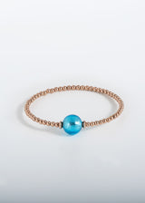 Liliflo, schweizerische Marke für austauschbaren Schmuck: Tango-Armband Einfache Windung in der Farbe Roségold - Murano Aqua Glas